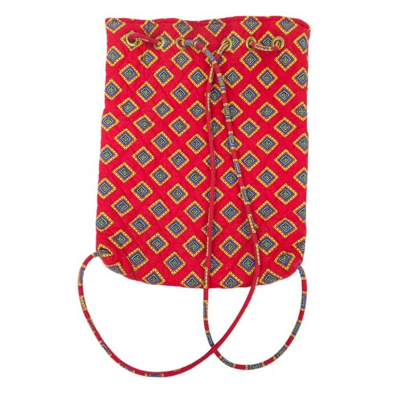 Vera Bradley Drawstring Backsack Backpack Floral Bag Villa Red Retired Bag Pouch - Picture 3 of 12
